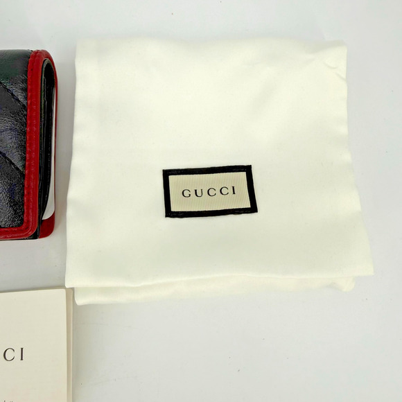 New GUCCI GG Marmont Diagonal Black and Red Leather Bifold Card Wallet W/ Box - Picture 6 of 15